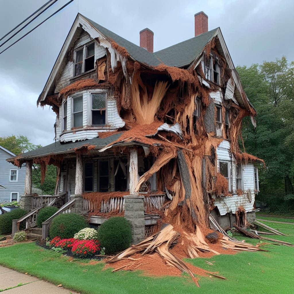 Signs Your Gordonsville Home Needs a Tree Inspection Blog Article - Tree with visible damage, including broken branches and signs of disease near an Gordonsville home